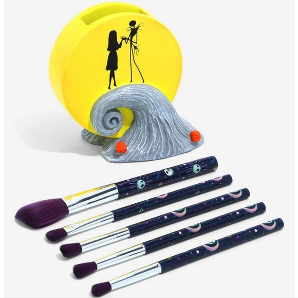 *NIB* Disney Nightmare Before Christmas Jack & Sally Makeup Brush Set w/ Holder - Picture 2 of 10